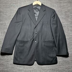 Jimmy Au's Blazer Men's 36 XS Black Stripe Wool Cashmere Piero Butti 2 Button